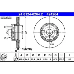 Féktárcsa Bmw P. 3/5/X3/X4/Z4 1,6-2,0 16- - ATE (24.0124-0264.2)
