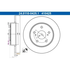 Féktárcsa Toyota T. Corolla 1,2-2,0 19- - ATE (24.0110-0425.1)