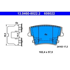 Fékbetétkészlet, Tárcsafék Chrysler T. 300 C 2,7-6,1 04- - ATE (13.0460-8022.2)