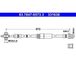 Fékcső Vw P. Caddy 1,0-1,6/1,6-2,0 Tdi 15- Bal/Jobb - ATE (83.7847-0573.3)