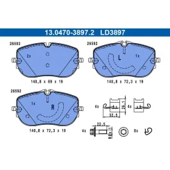 Fékbetétkészlet, Tárcsafék Db P. W206/S206 1,5-2,0 21- Ceramic - ATE (13.0470-3897.2)