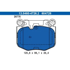 Fékbetétkészlet, Tárcsafék Bmw P. 2/3/4/X3/X4/X5/X6 2,0-3,0 19- - ATE (13.0460-4726.2)