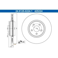 Féktárcsa Ford P. Tourneo/Transit 1,0-1,6 18- - ATE (24.0125-0224.1)