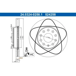 Féktárcsa Audi P. A3 1,2-2,0 12-20 Power Disc - ATE (24.0324-0258.1)