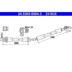 Fékcső Toyota P. Yaris 1,0-1,8 12-20 Jobb - ATE (24.5265-0504.3)