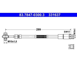Fékcső Vw T. Touareg 2,0-3,0 Tfsi/3,0-4,0 Tdi 17- Bal/Jobb - ATE (83.7847-0300.3)