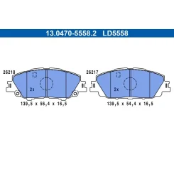 Fékbetétkészlet, Tárcsafék Toyota P. Prius/Yaris 1,5-1,8 19- Ceramic - ATE (13.0470-5558.2)