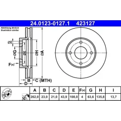 Féktárcsa Ford P. Fiesta 1,0-1,1/1,5 Tdci 17- - ATE (24.0123-0127.1)