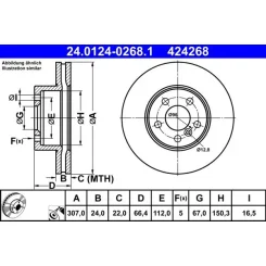 Féktárcsa Bmw P. 3/4 1,6-2,0 18- - ATE (24.0124-0268.1)