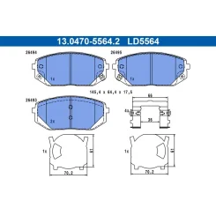 Fékbetétkészlet, Tárcsafék Hyundai P. Tucson 1,6 T-Gdi/Crdi 20- Ceramic - ATE (13.0470-5564.2)