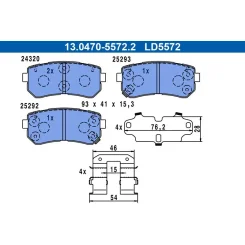 Fékbetétkészlet, Tárcsafék Hyundai T. Sonata/Tucson 1,6-2,4 Gdi 14-20 Ceramic - ATE (13.0470-5572.2)