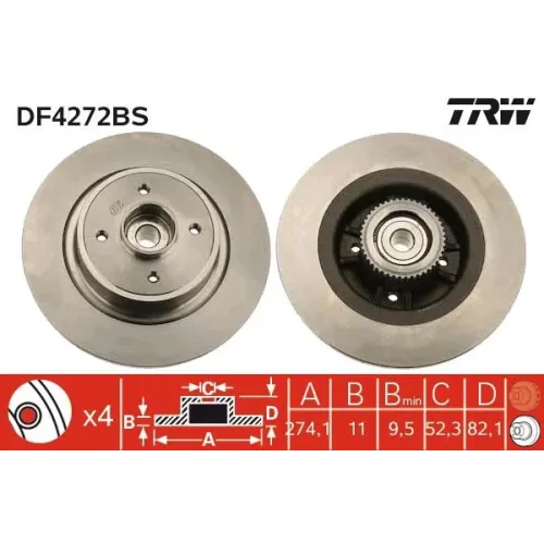 Féktárcsa - TRW (DF4272BS)