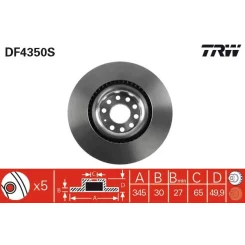Féktárcsa - TRW (DF4350S)