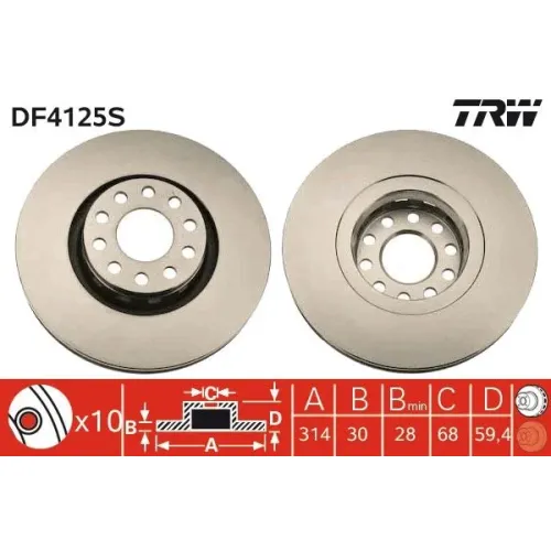 Féktárcsa - TRW (DF4125S)