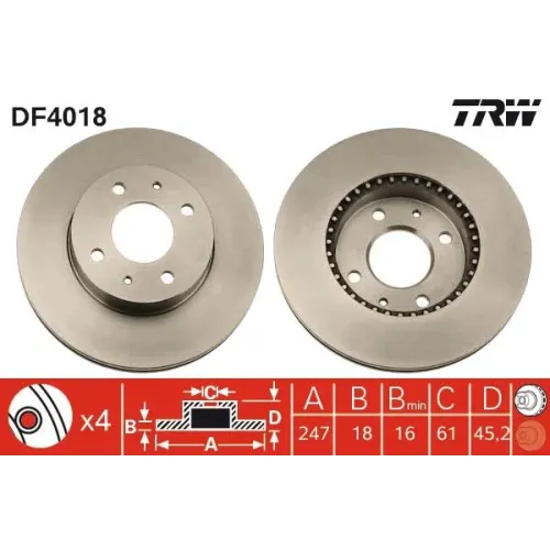Féktárcsa - TRW (DF4018)