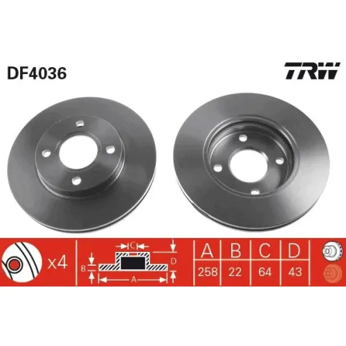 Féktárcsa - TRW (DF4036)