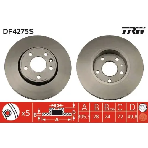 Féktárcsa - TRW (DF4275S)