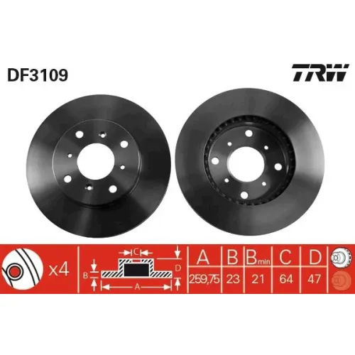 Féktárcsa - TRW (DF3109)