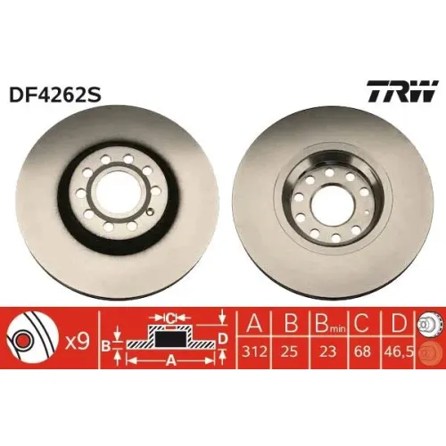 Féktárcsa - TRW (DF4262S)