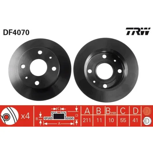 Féktárcsa - TRW (DF4070)