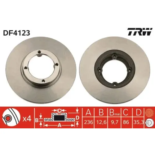 Féktárcsa - TRW (DF4123)