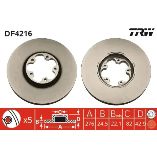 Féktárcsa - TRW (DF4216)