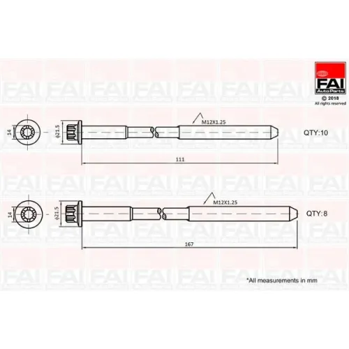 Hengerfejcsavar Készlet - FAI AutoParts (B2124)
