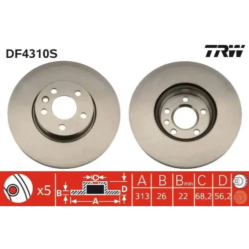Féktárcsa - TRW (DF4310S)