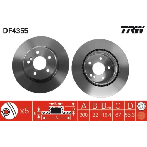 Féktárcsa - TRW (DF4355)