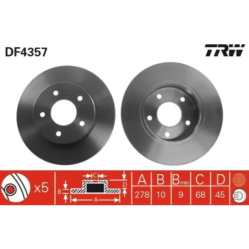 Féktárcsa - TRW (DF4357)