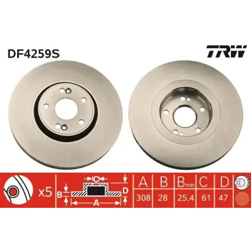 Féktárcsa - TRW (DF4259S)
