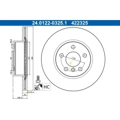 Féktárcsa Bmw P. 3 2,0 19- - ATE (24.0122-0325.1)