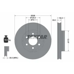 Féktárcsa Ford P. Tourneo/Transit E/2,0 D/2,5 23- - TEXTAR (92352603)