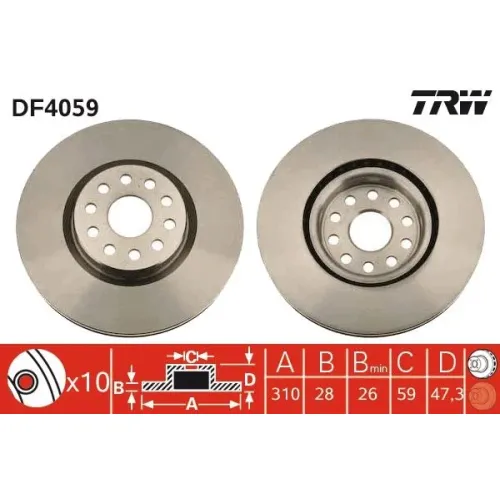 Féktárcsa - TRW (DF4059)