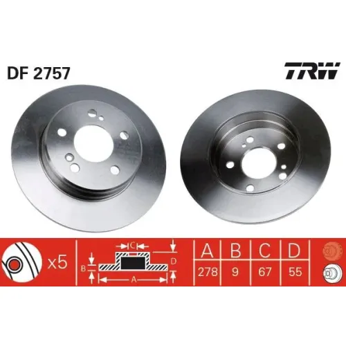 Féktárcsa - TRW (DF2757)
