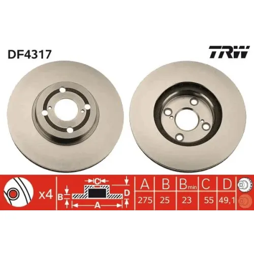Féktárcsa - TRW (DF4317)
