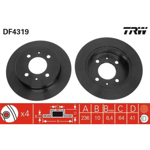 Féktárcsa - TRW (DF4319)