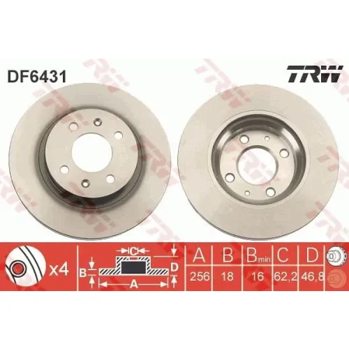 Féktárcsa - TRW (DF6431)