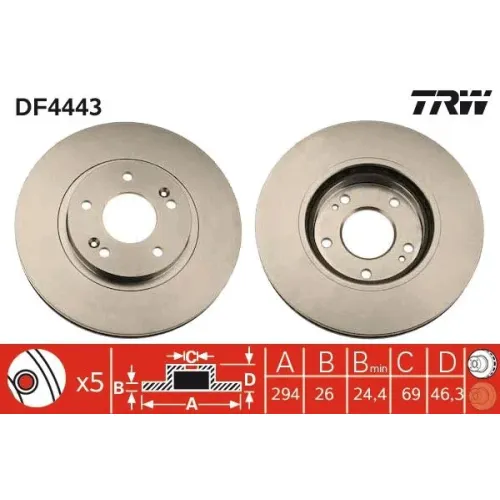 Féktárcsa - TRW (DF4443)