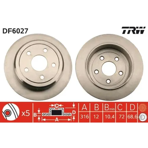 Féktárcsa - TRW (DF6027)
