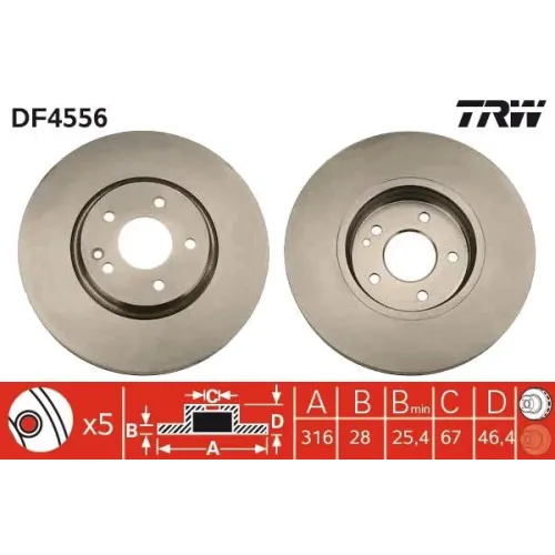 Féktárcsa - TRW (DF4556)