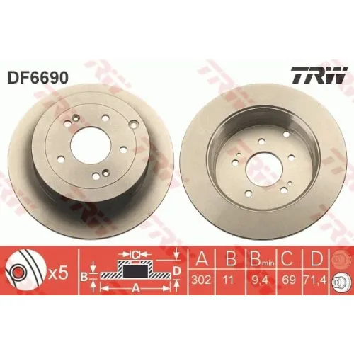 Féktárcsa - TRW (DF6690)