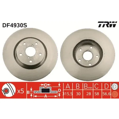 Féktárcsa - TRW (DF4930S)