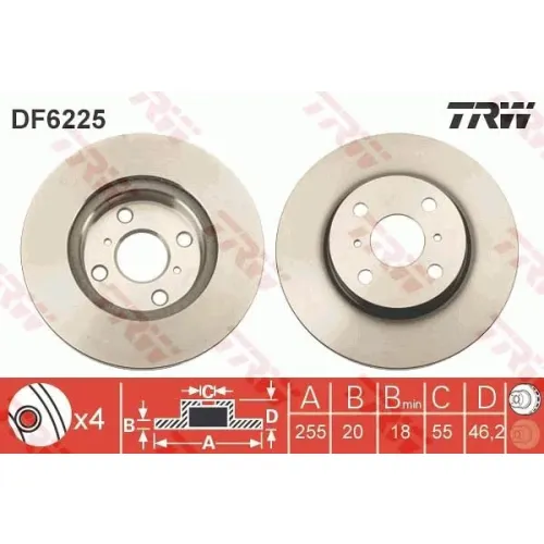 Féktárcsa - TRW (DF6225)