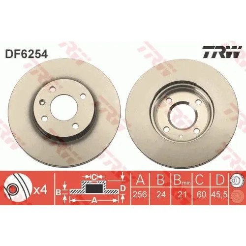 Féktárcsa - TRW (DF6254)