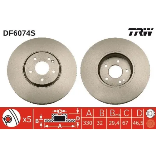 Féktárcsa - TRW (DF6074S)