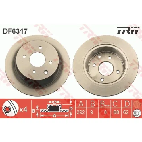 Féktárcsa - TRW (DF6317)