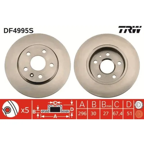 Féktárcsa - TRW (DF4995S)