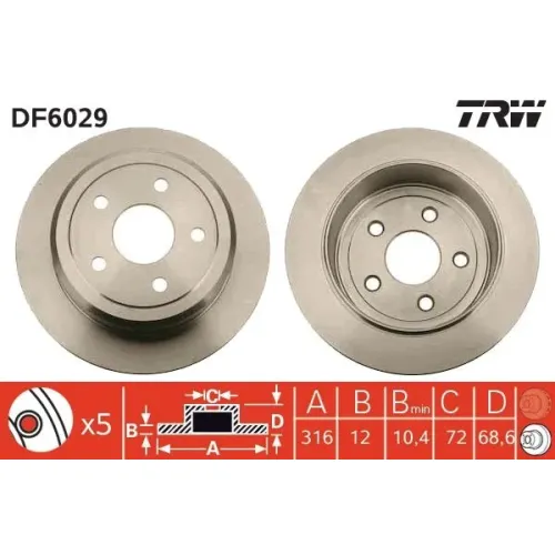 Féktárcsa - TRW (DF6029)