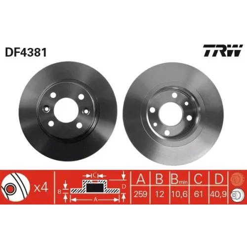 Féktárcsa - TRW (DF4381)